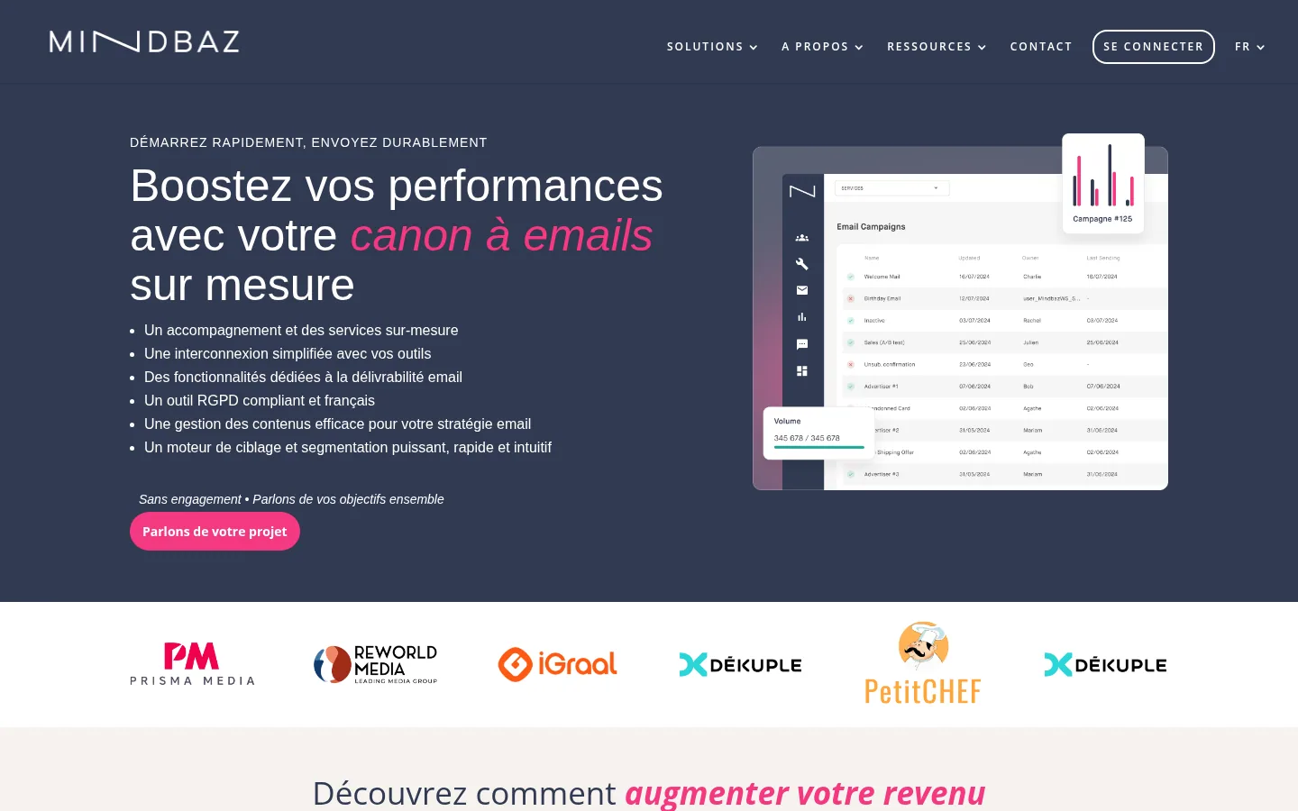 Homepage of the Mindbaz software