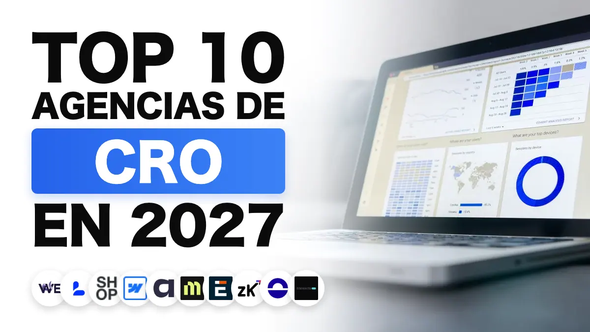 Portátil mostrando gráficos de analítica sobre un escritorio, que ilustra la clasificación de las mejores agencias de CRO de Francia