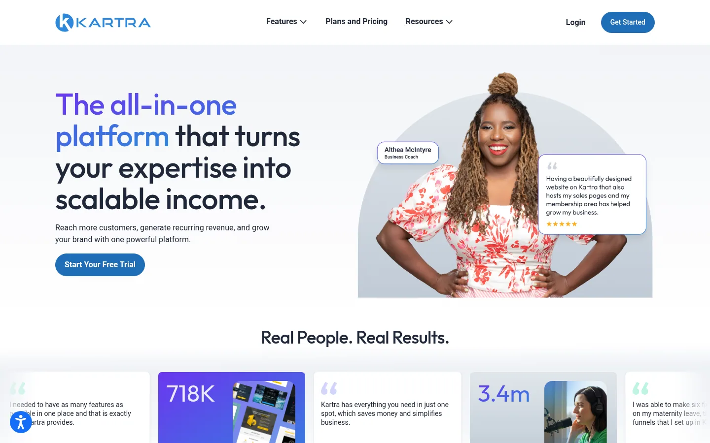 Kartra software homepage