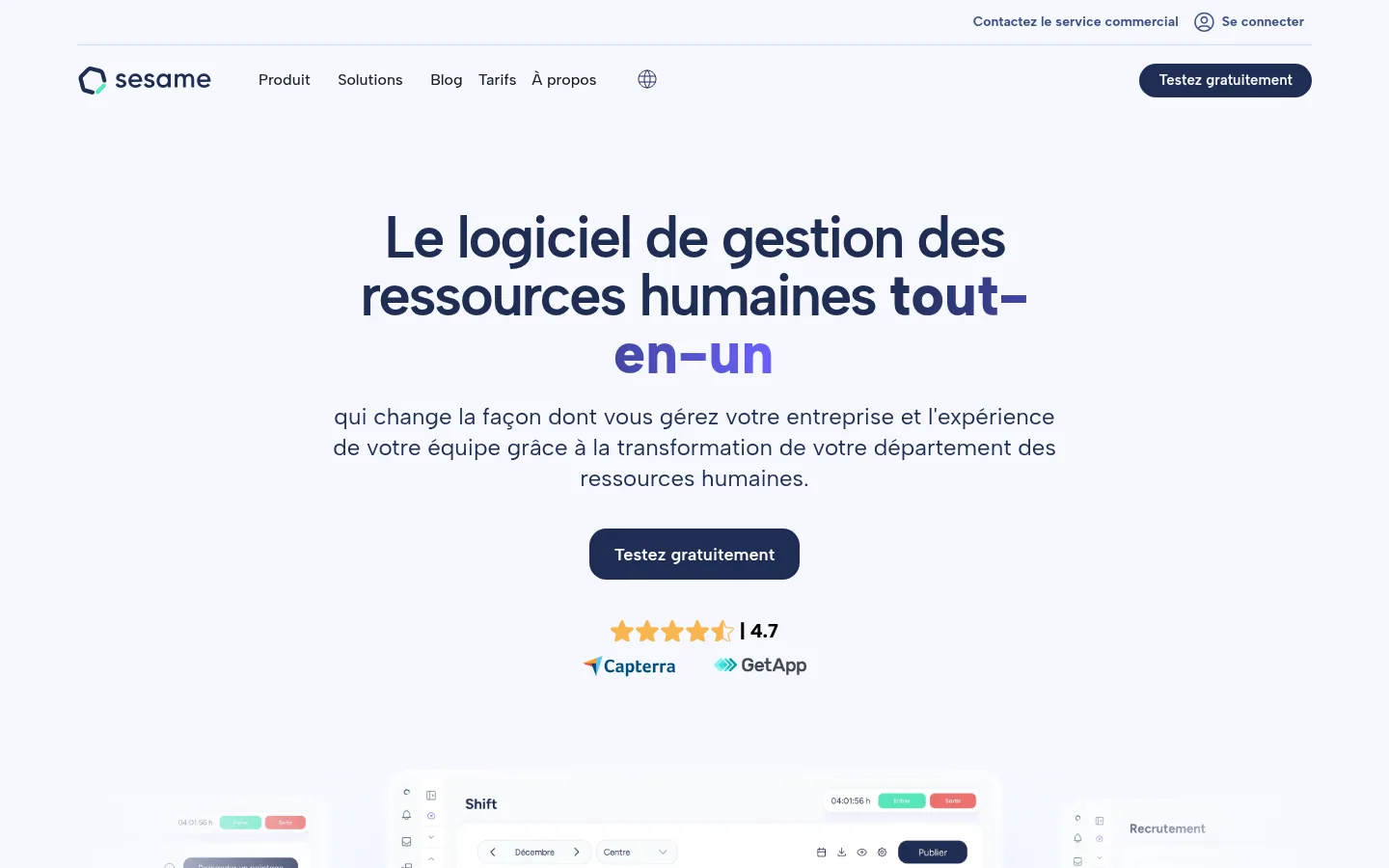 Sesame HR software home page