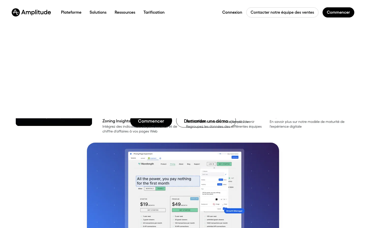 Home page del software Amplitude