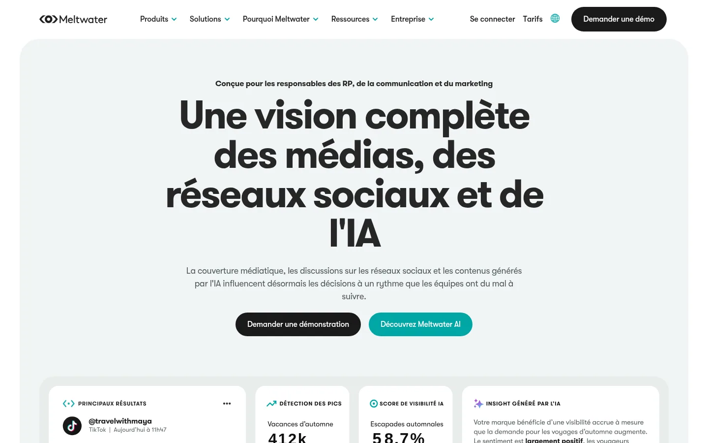 Home page del software Meltwater
