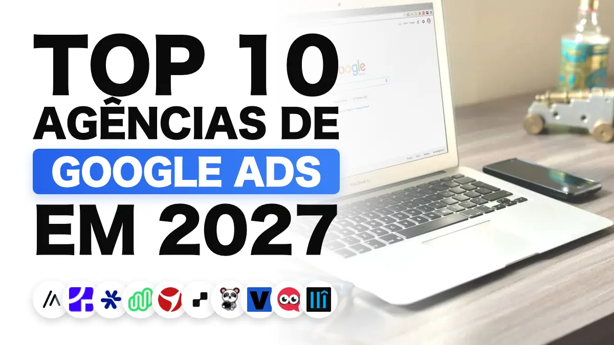 Notebook sobre uma mesa exibindo uma página de buscador, que ilustra o ranking das melhores agências de Google Ads na França