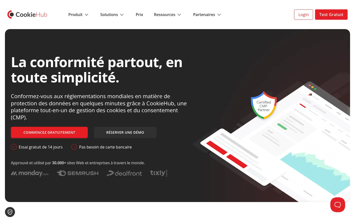 Startseite der Software CookieHub