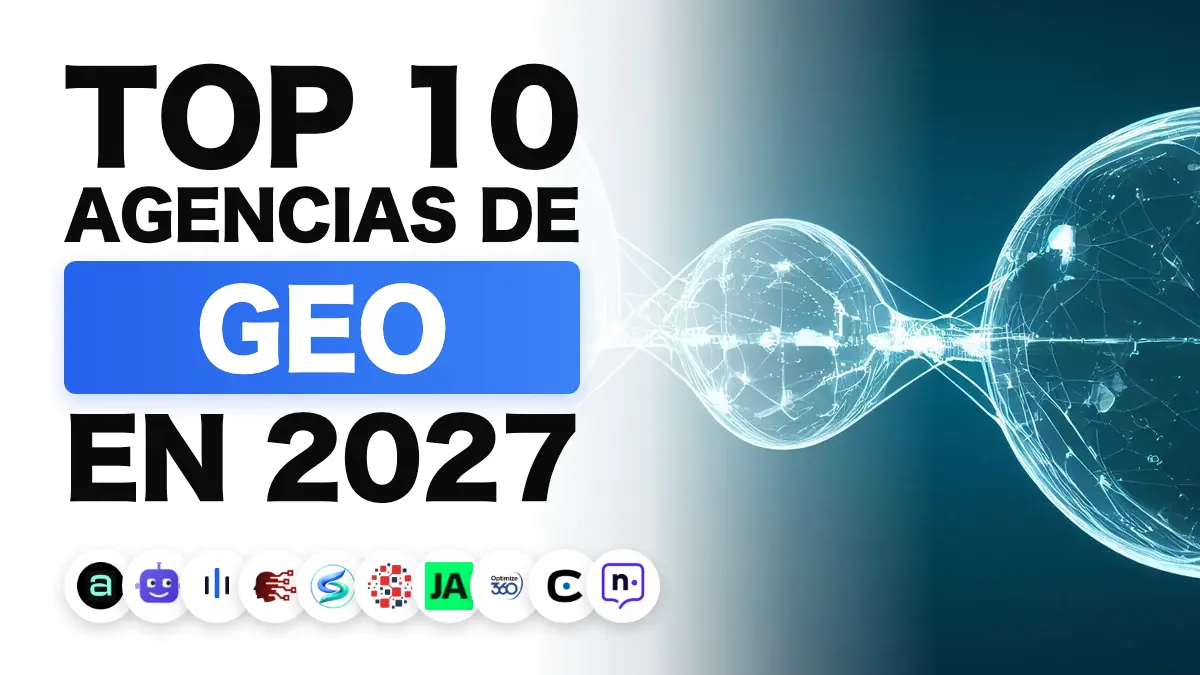 Esferas digitales luminosas conectadas por trazos de luz, que ilustra la clasificación de las mejores agencias de GEO de Francia