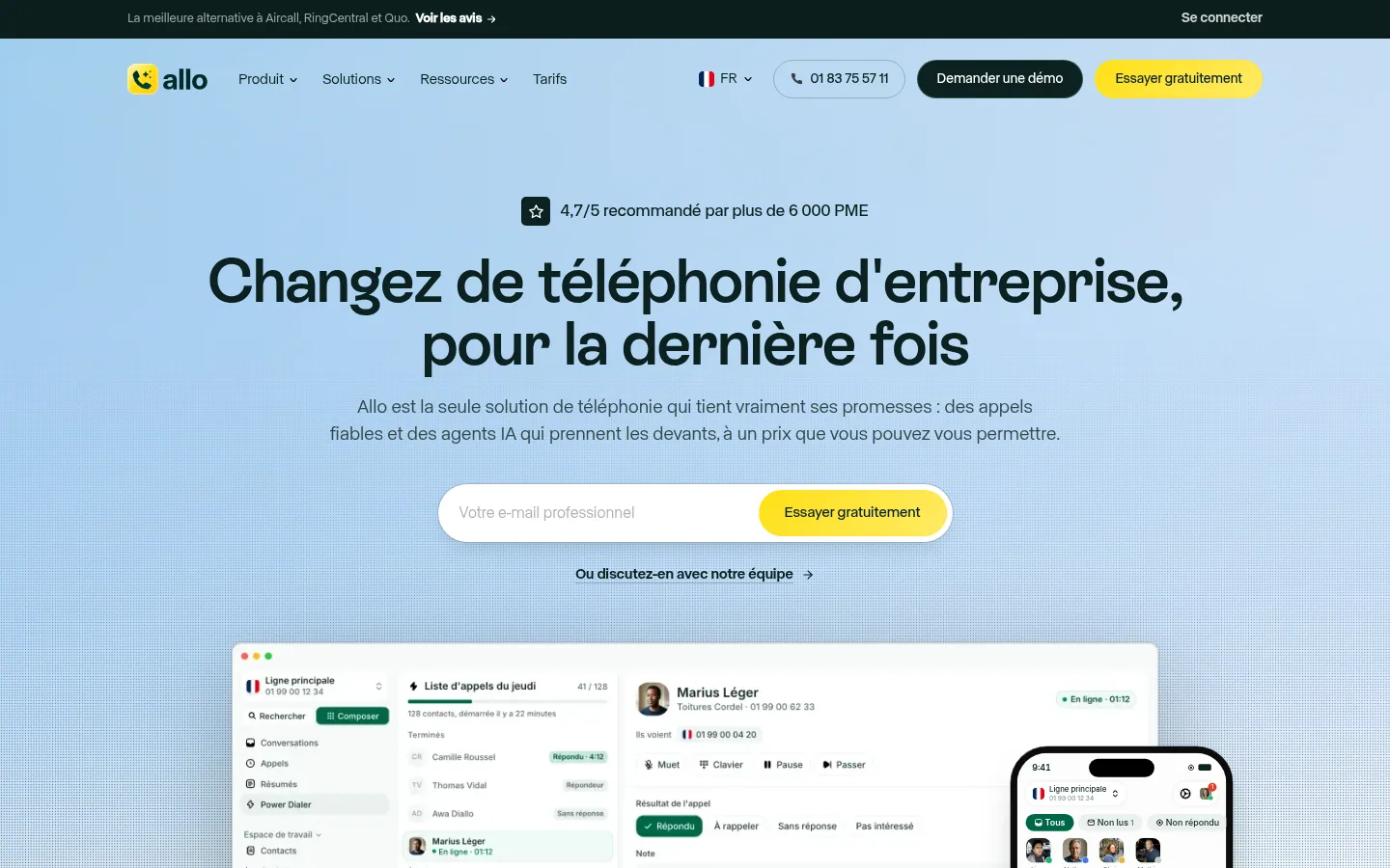Homepage of the Allo software