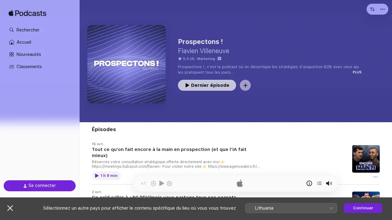 Flavien Villeneuve のポッドキャスト Prospectons の Apple Podcasts ページと最新エピソード