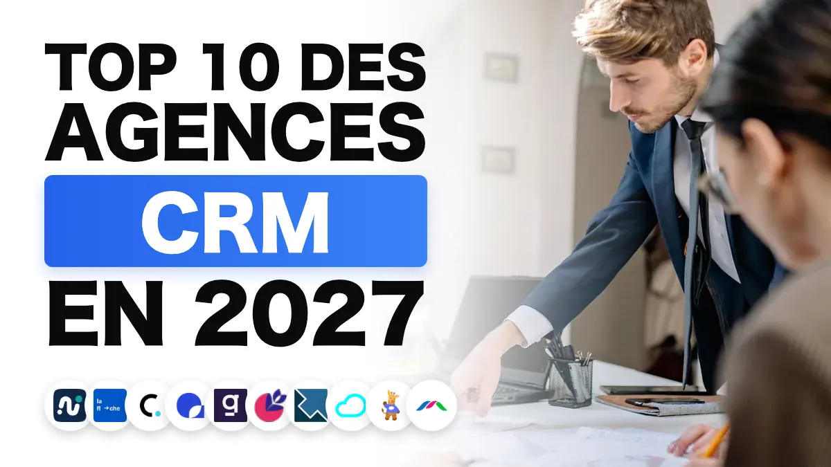 Équipe réunie autour d'une table de travail avec un ordinateur portable, illustrant le classement des meilleures agences CRM en France