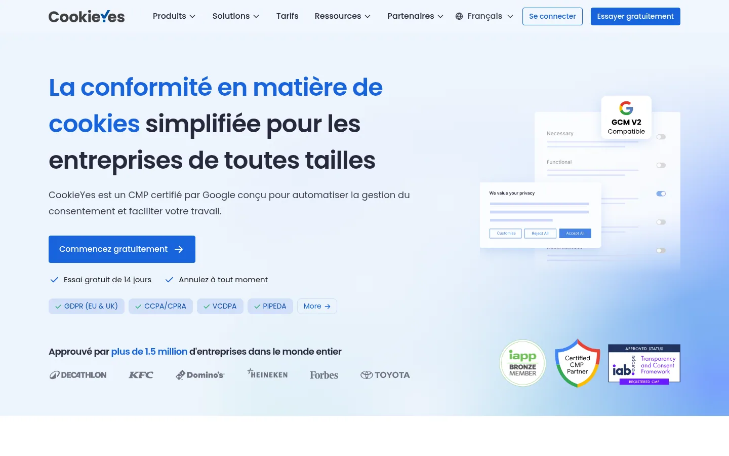 Startseite der Software CookieYes