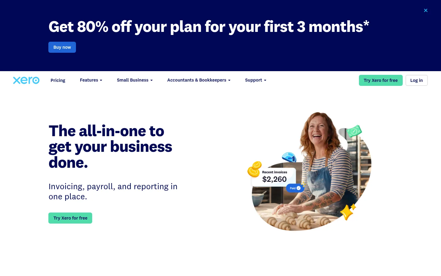 Xero software home page