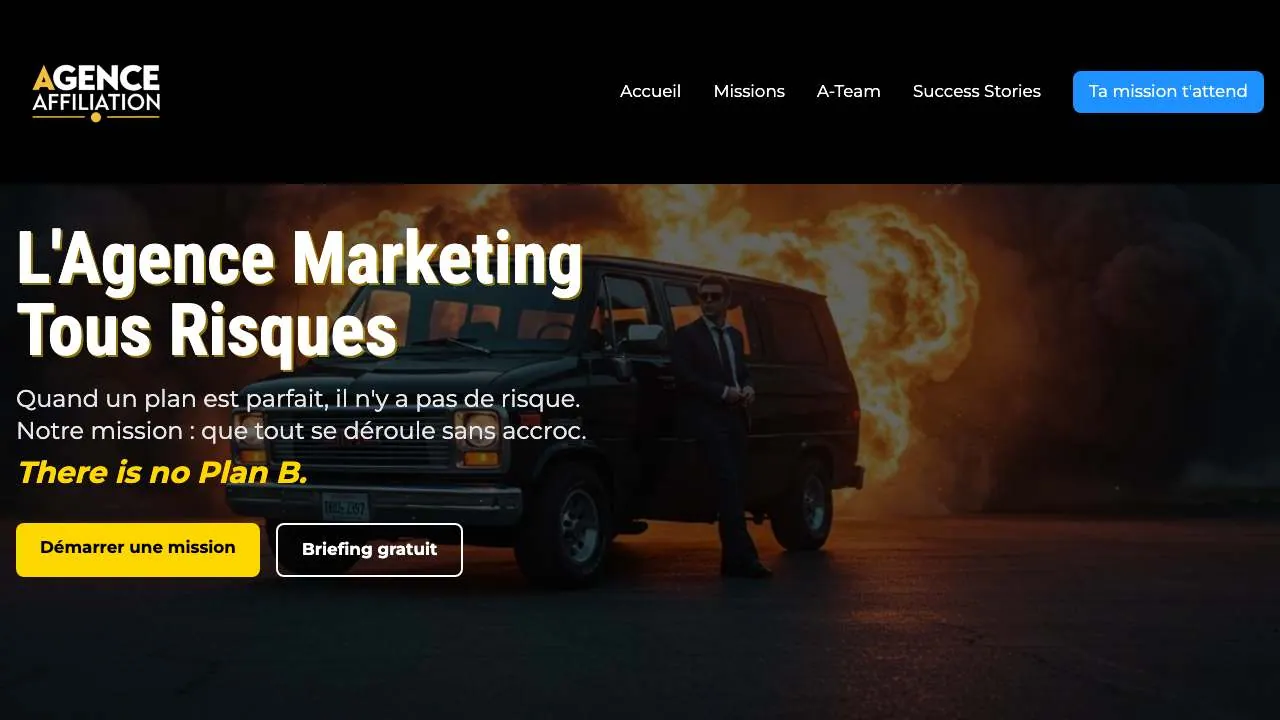 Homepage of the Agence Affiliation website