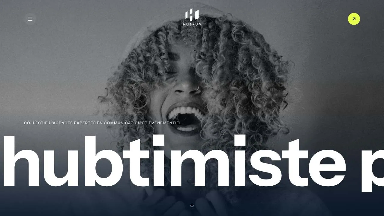 Homepage of the Hub and Up agency collective website