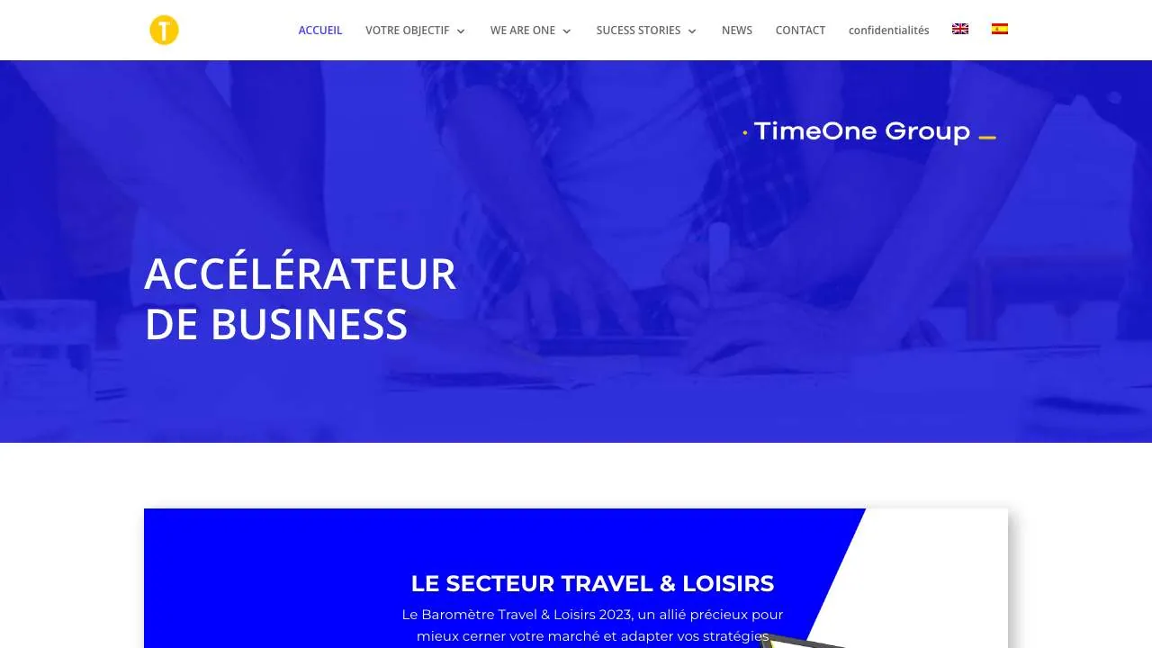 Homepage of the TimeOne Group digital marketing website