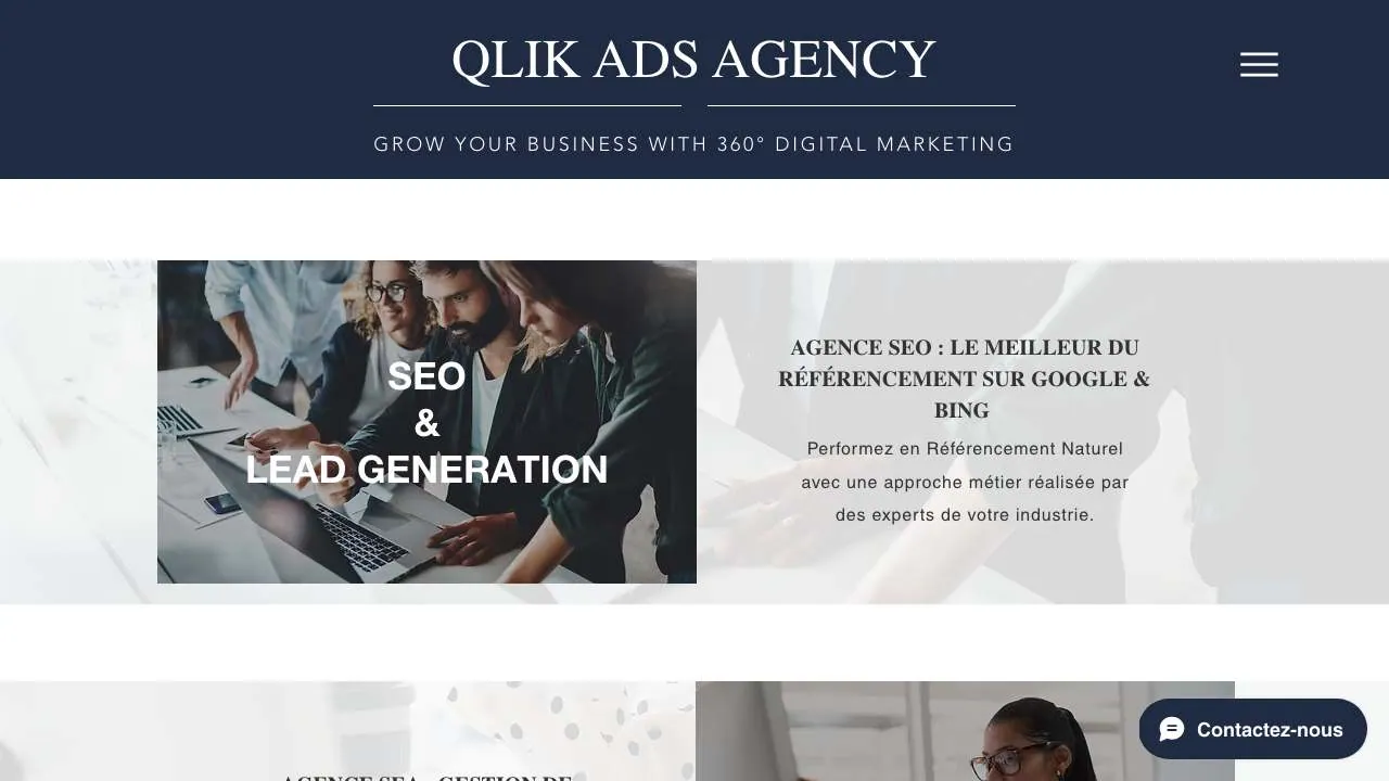 Homepage of the Qlik Ads digital agency website