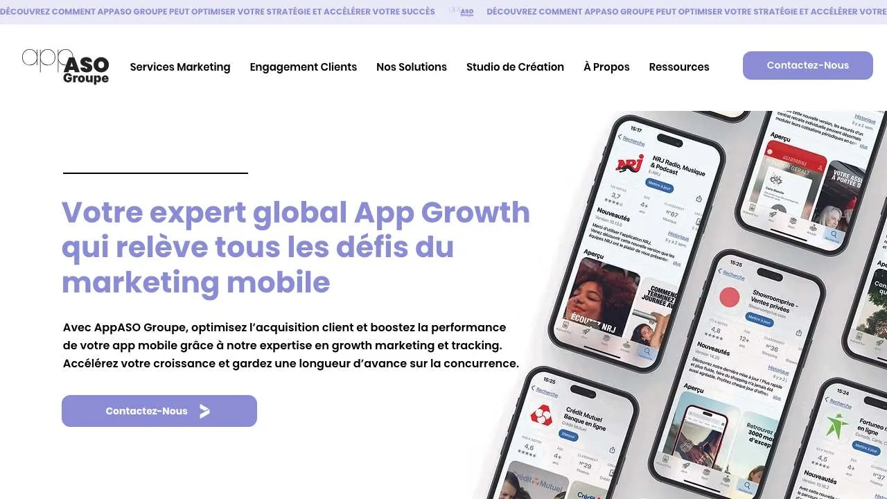 Homepage of the AppASO app store optimisation website