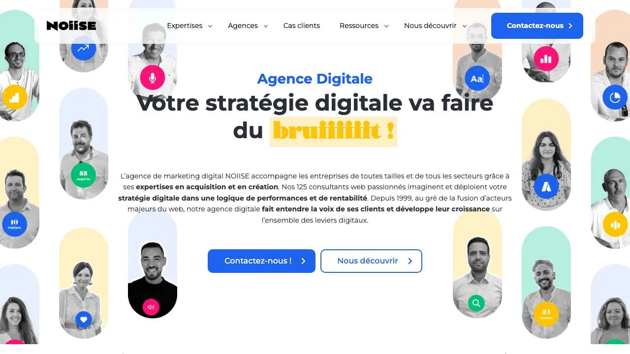 Homepage of the Noiise digital agency website