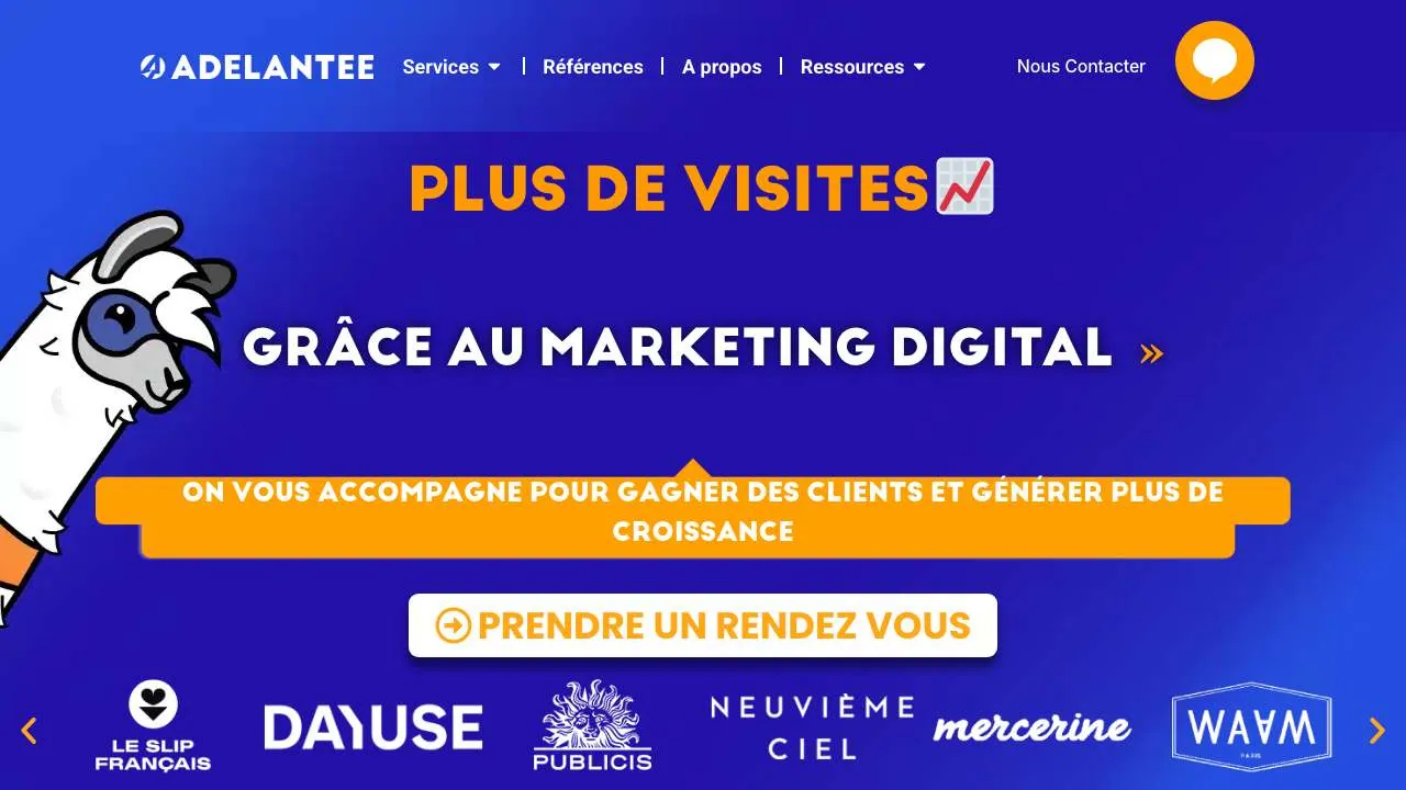Homepage of the Adelantee growth marketing agency website