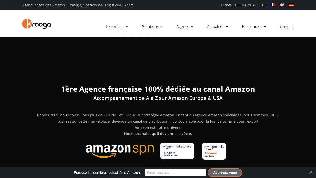 Amazonエージェンシー Krooga のウェブサイトのトップページ