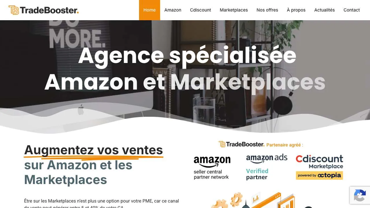 Amazon・マーケットプレイスエージェンシー TradeBooster のウェブサイトのトップページ