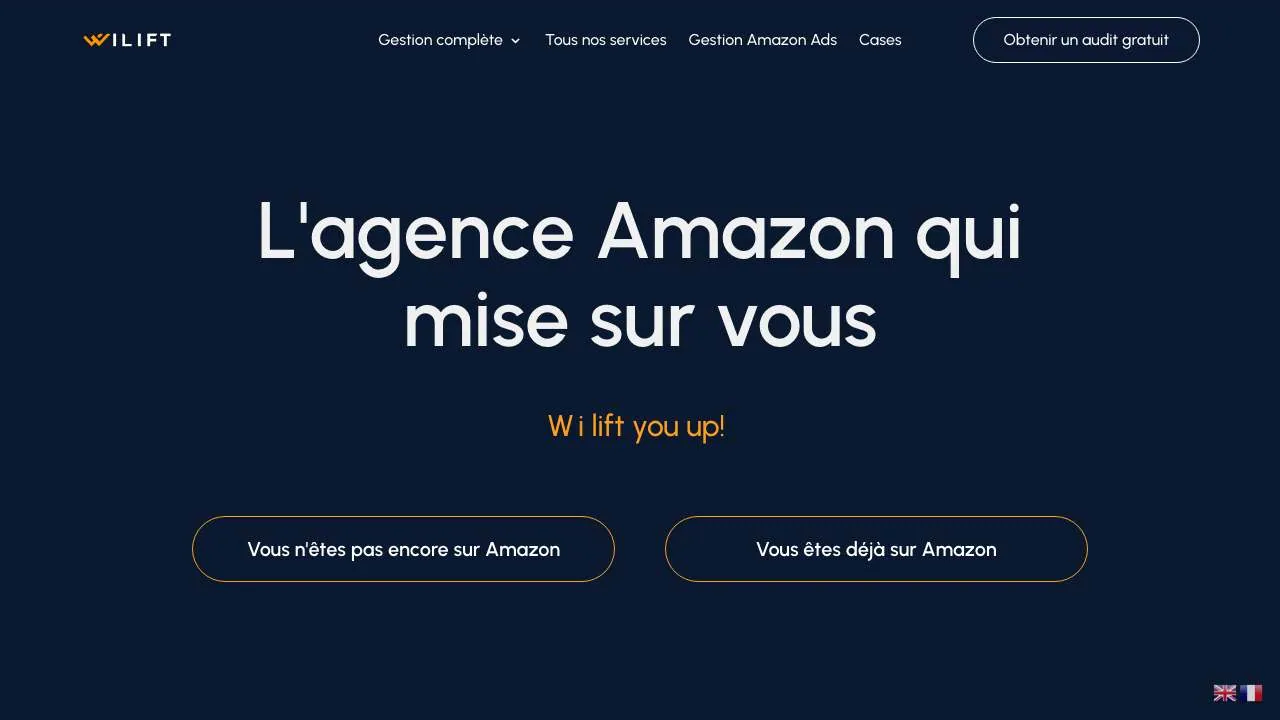 Amazonエージェンシー Wilift のウェブサイトのトップページ