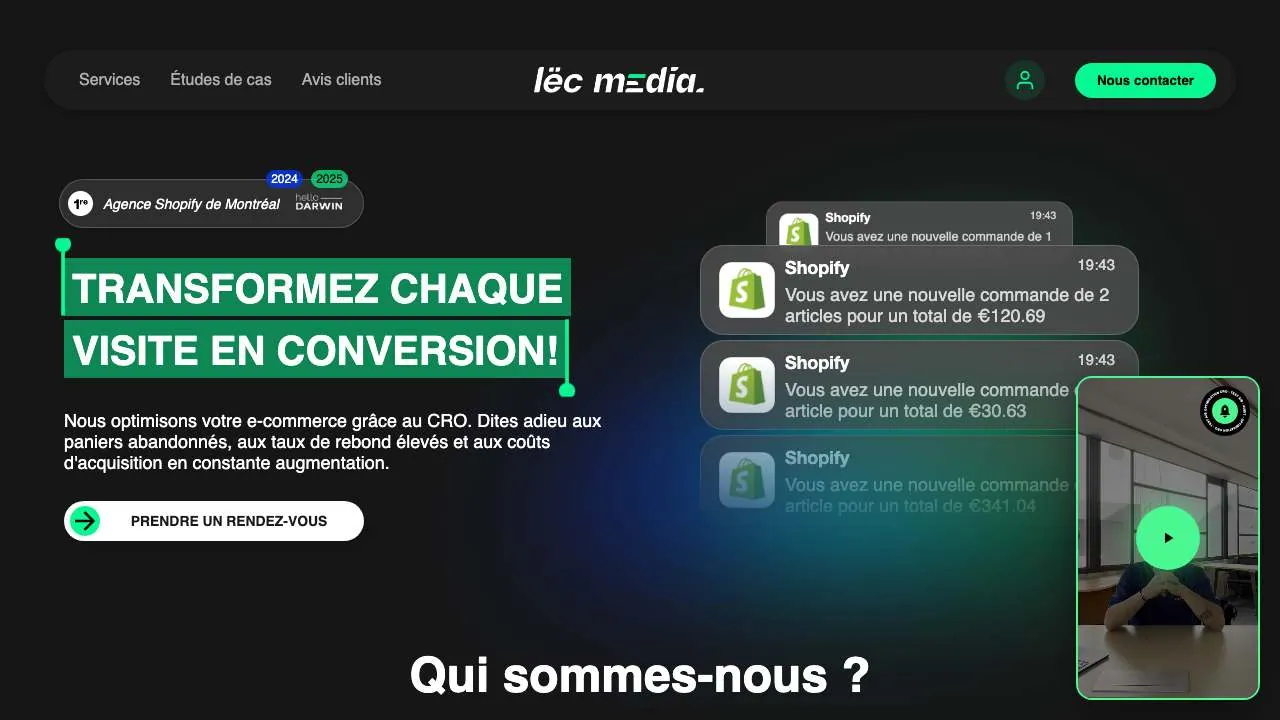 Lec MediaのCROエージェンシーのウェブサイトのトップページ