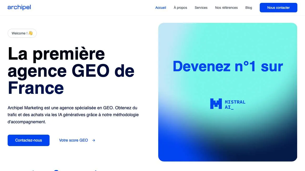 GEOエージェンシーArchipel Marketingのウェブサイトのトップページ