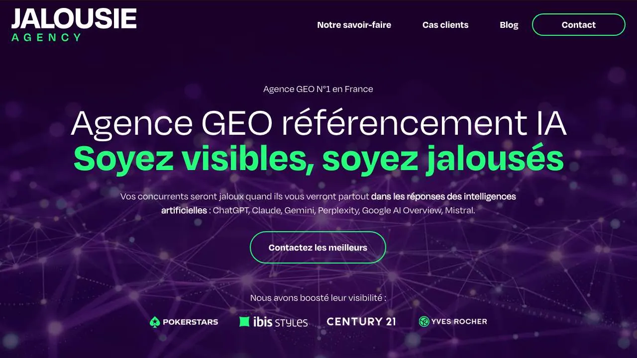 GEOのエージェンシーJalousie Agencyのウェブサイトのトップページ