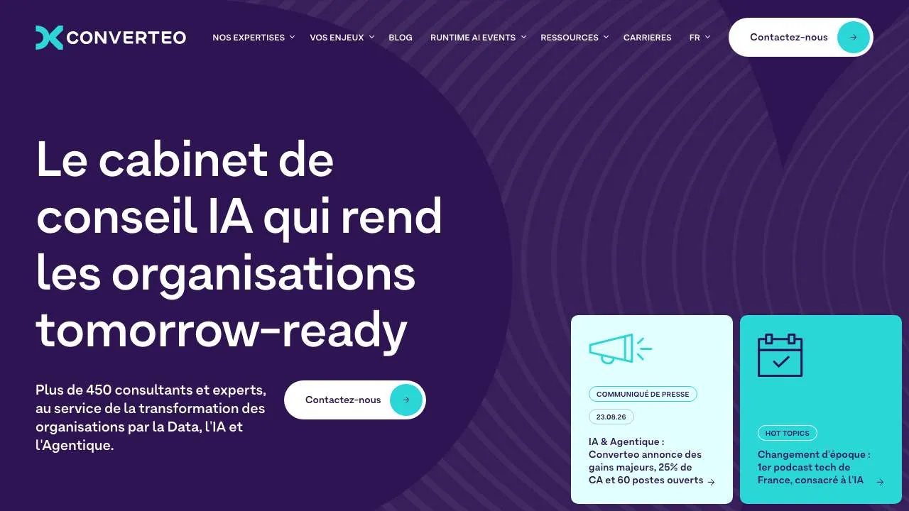 データコンサルティング会社 Converteo のウェブサイトのトップページ