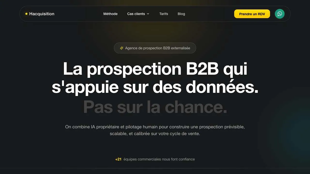 B2B営業開拓エージェンシーHacquisitionのウェブサイトのトップページ