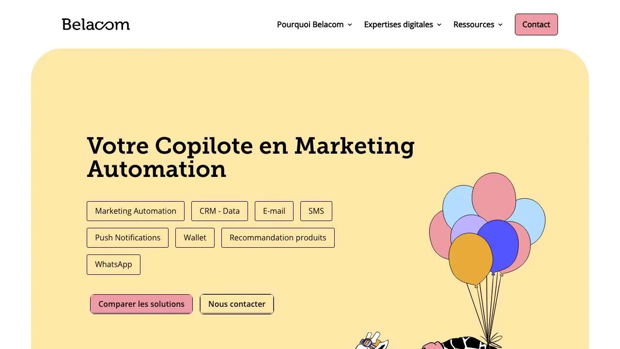 マーケティングオートメーションエージェンシーBelacomのウェブサイトのトップページ