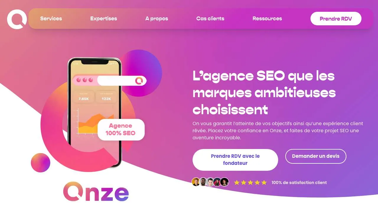 SEOエージェンシー Agence Onze のウェブサイトのトップページ