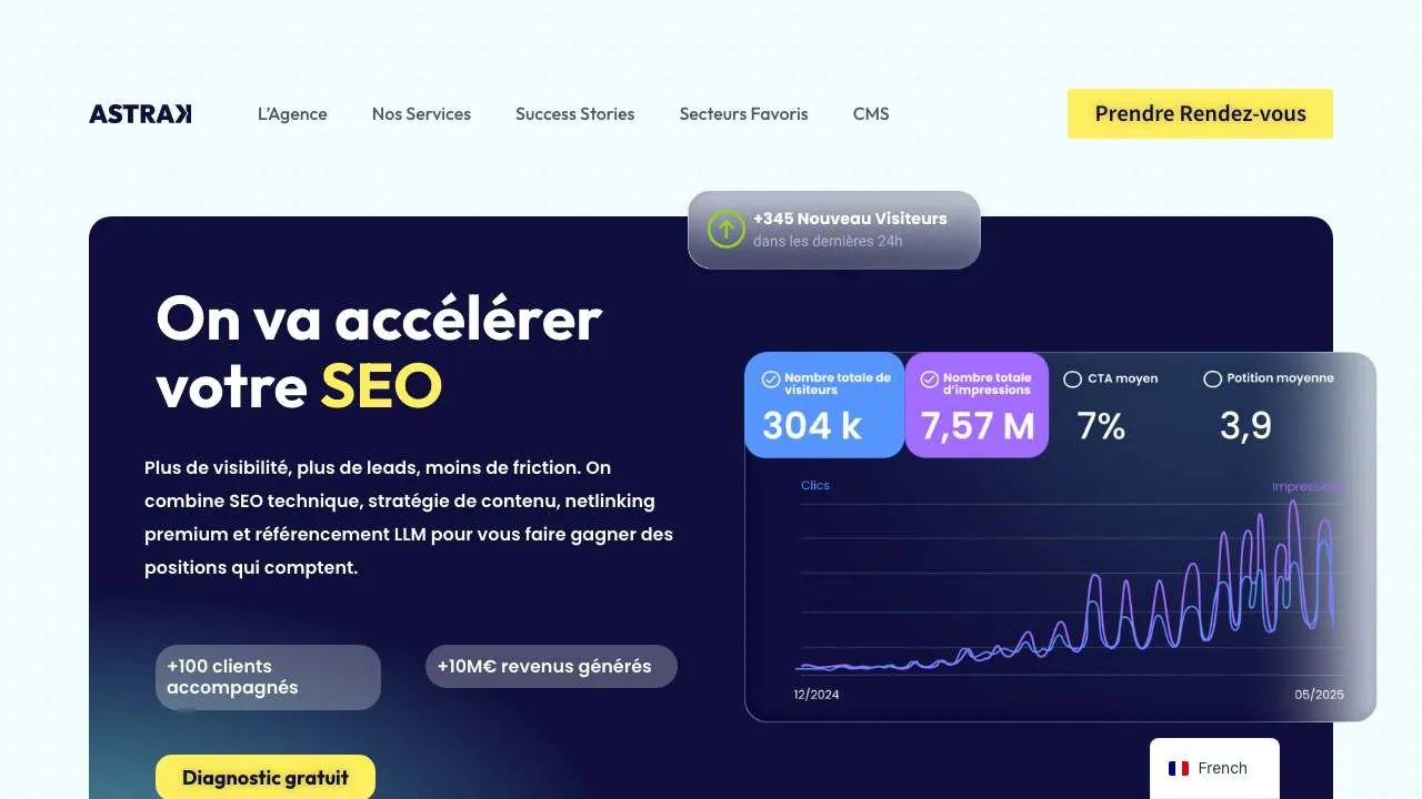 SEOエージェンシー Astrak のウェブサイトのトップページ
