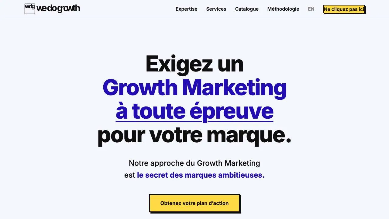 Homepage of the We Do Growth agency website