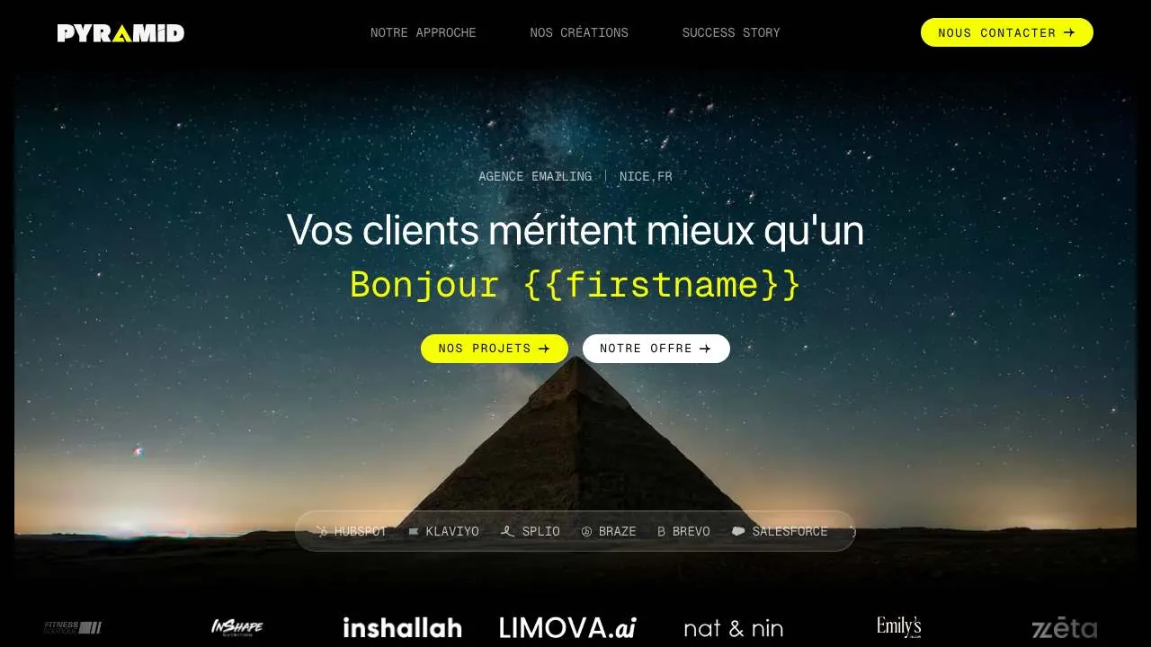 メール配信エージェンシー Pyramid のウェブサイトのトップページ