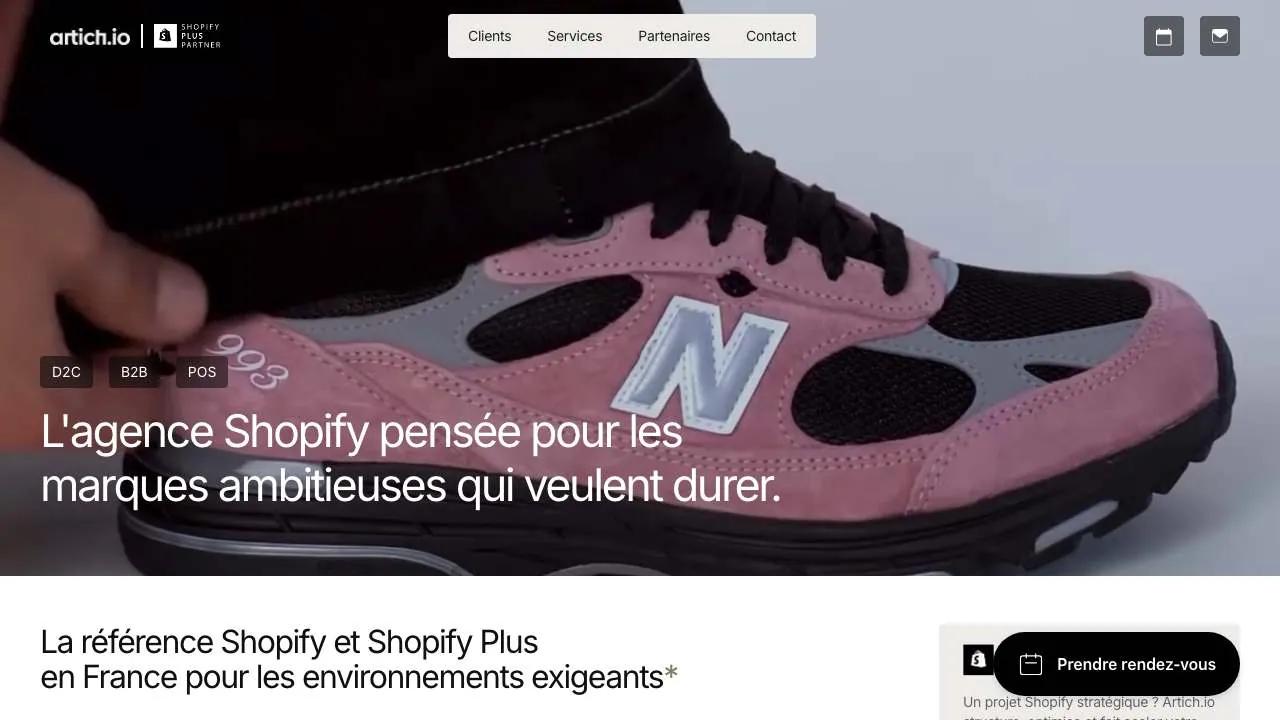 Shopifyエージェンシー Artich のウェブサイトのトップページ