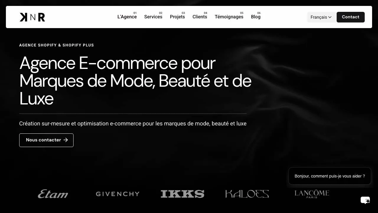 Eコマースエージェンシー KNR Agency のウェブサイトのトップページ
