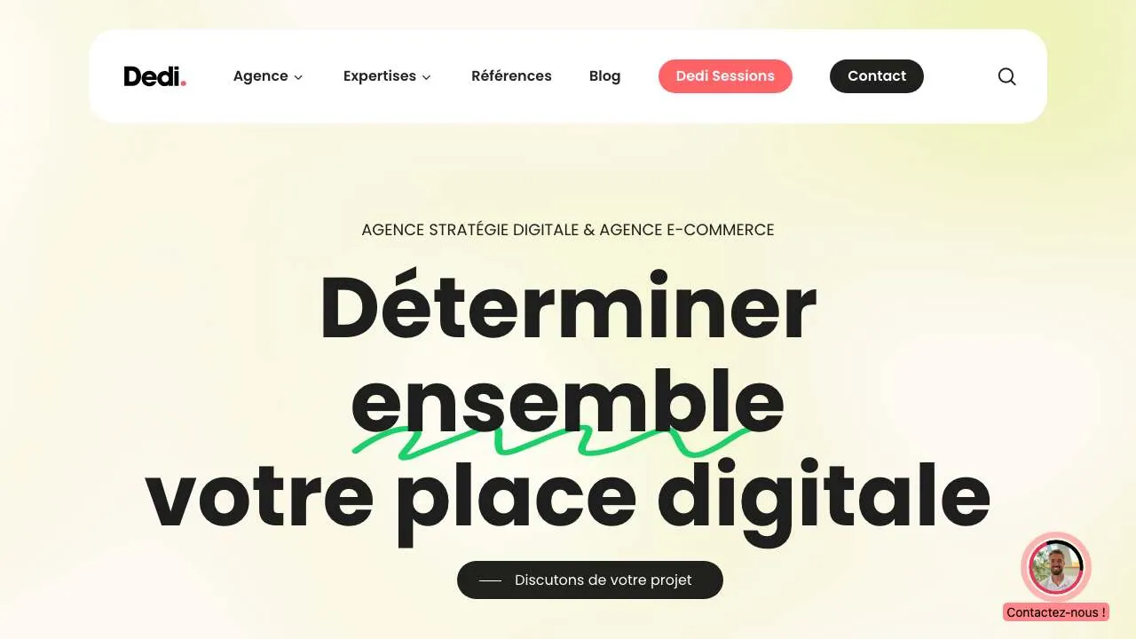 Eコマースエージェンシー Dedi Agency のウェブサイトのトップページ