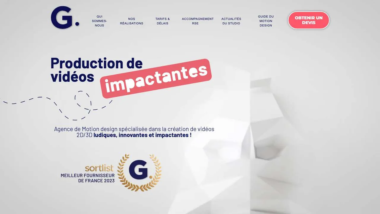 モーションデザインエージェンシーGorilleのウェブサイトのトップページ