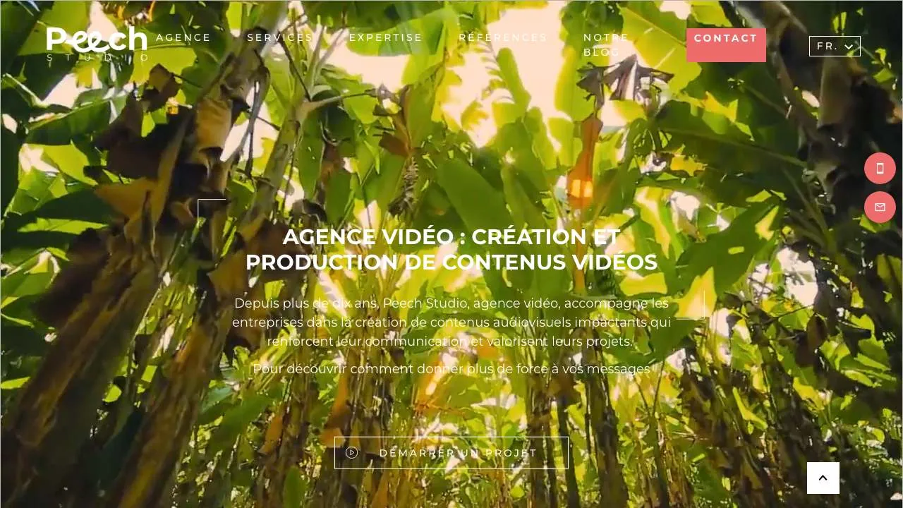 B2B向け動画エージェンシーPeech Studioのウェブサイトのトップページ