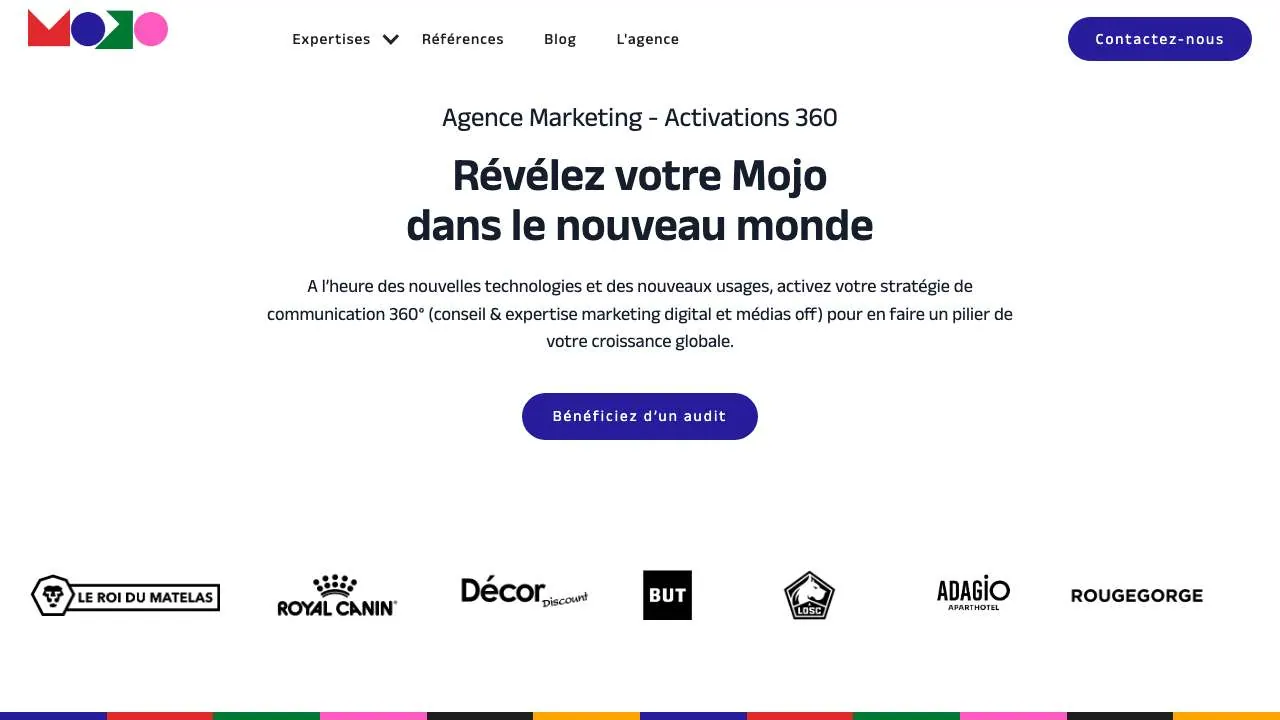 MO and JOエージェンシーのウェブサイトのトップページ