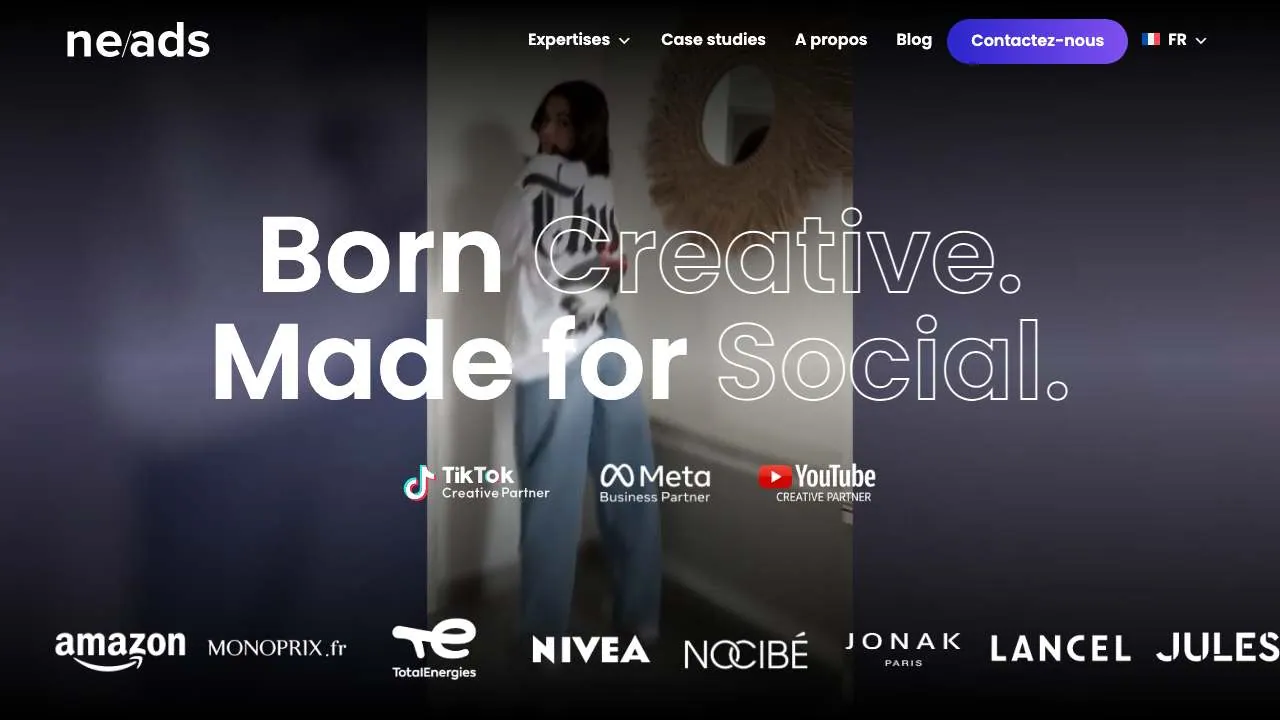 Neadsのクリエイティブソーシャルエージェンシーのウェブサイトのトップページ