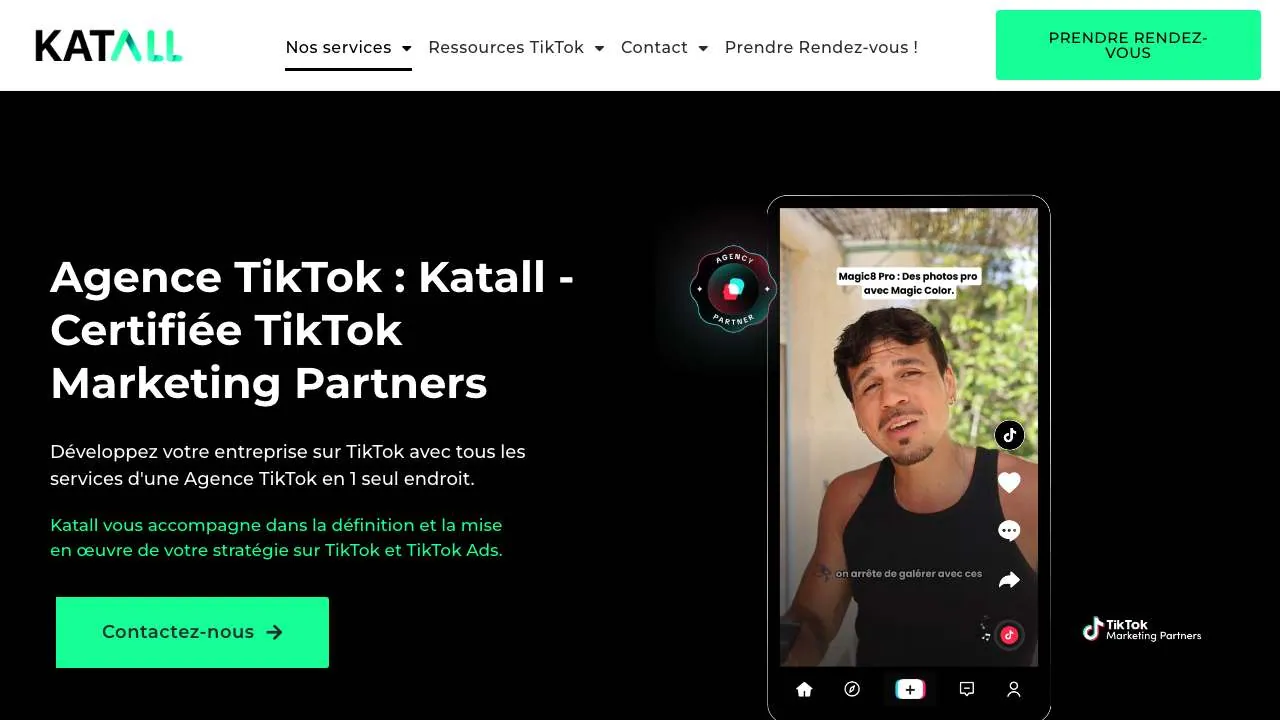TikTokエージェンシー Katall のウェブサイトのトップページ