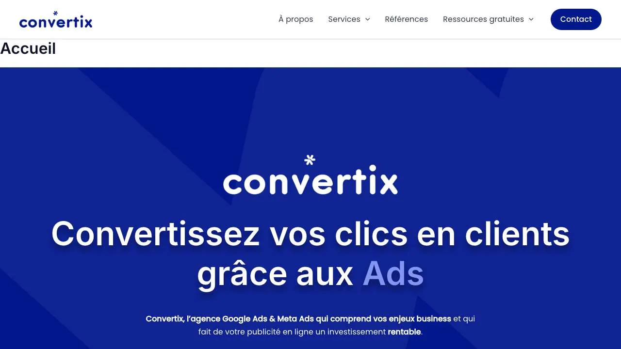 Google AdsのエージェンシーConvertixのウェブサイトのトップページ