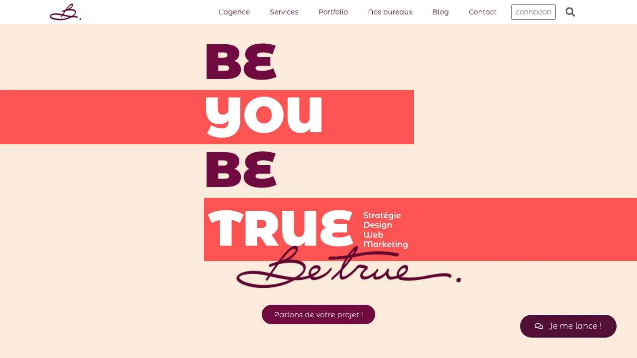 ブランディングエージェンシーBeTrueのウェブサイトのトップページ