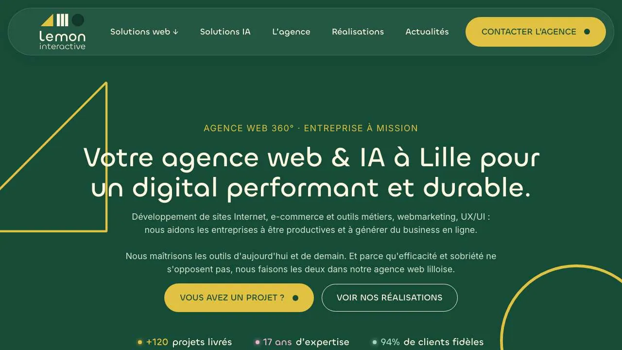 ウェブエージェンシーLemon Interactiveのウェブサイトのトップページ