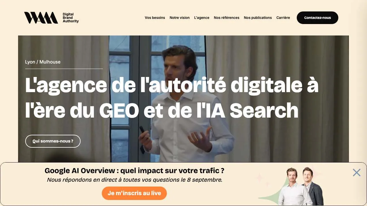 Agence WAMのデジタルオーソリティのウェブサイトのトップページ