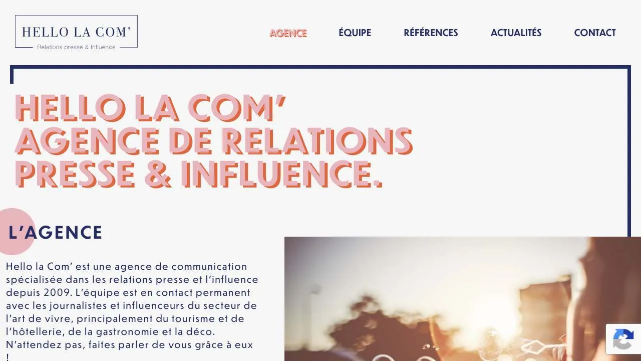 プレスリレーションズのエージェンシーHello la Comのウェブサイトのトップページ