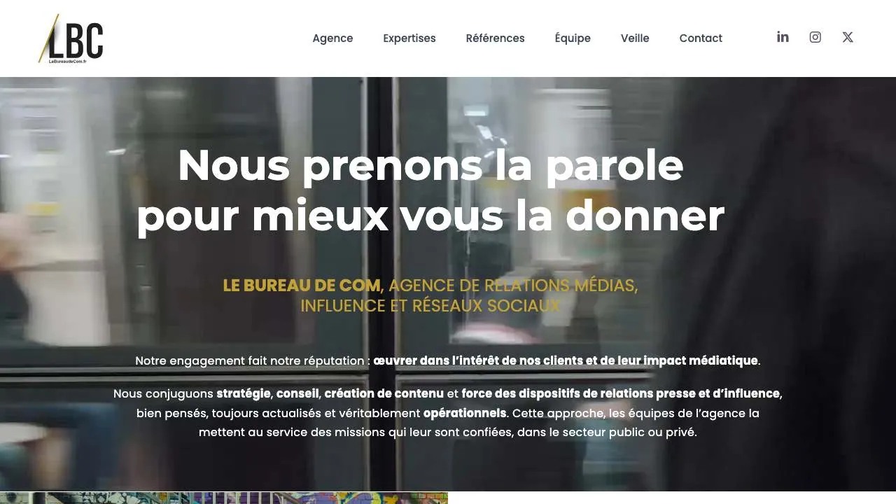 メディアリレーションズのエージェンシーLe Bureau de Comのウェブサイトのトップページ