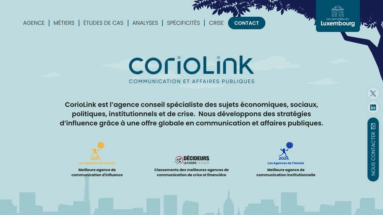 パブリックリレーションズのエージェンシーCoriolinkのウェブサイトのトップページ
