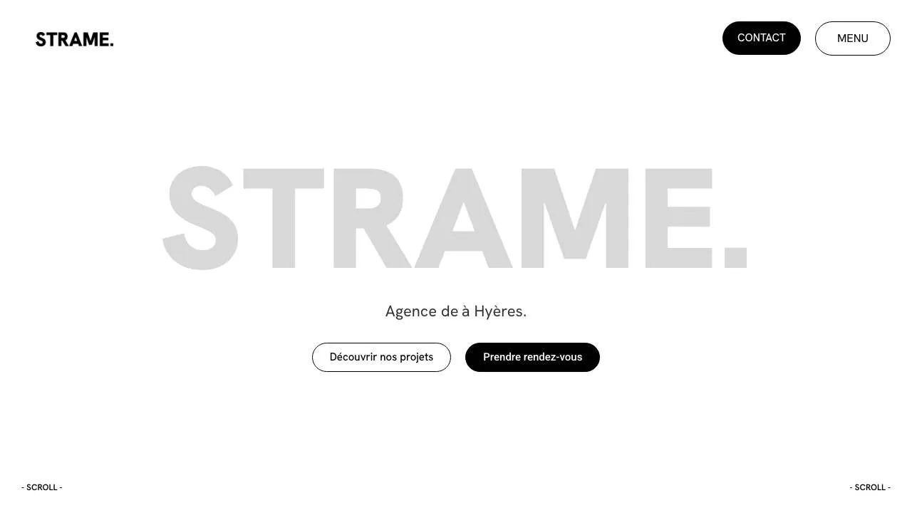Strame Agencyのウェブサイトのトップページ